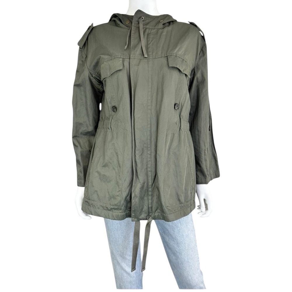 Joie Green Utility Hooded Rain Jacket Size L D0309